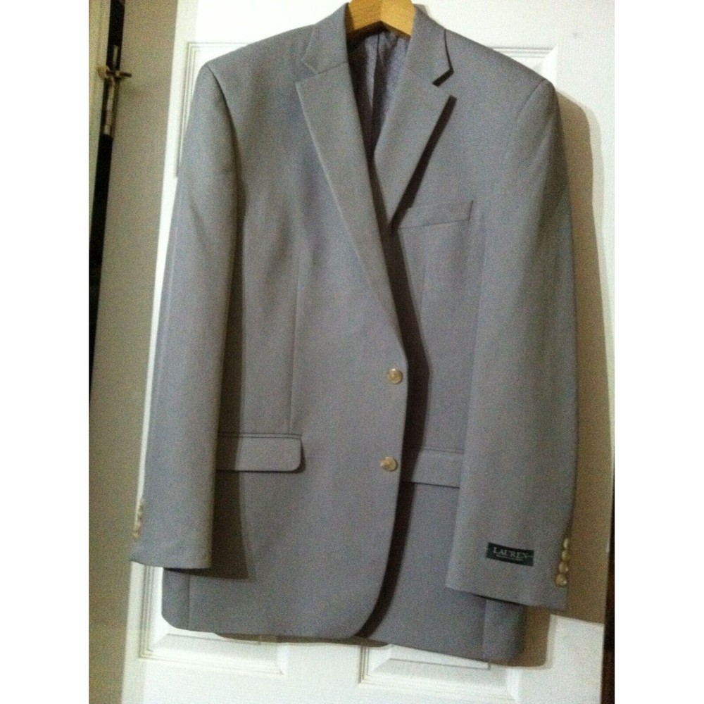 RALPH LAUREN MEN'S NEW GRAY 100%POLYESTER SPORT COAT JACKET BLAZER SIZE: 46L
